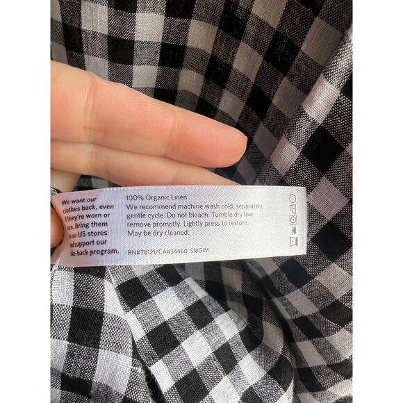 SOLD Eileen Fisher Linen Gingham 3/4 Sleeve Blouse - Picture 7 of 8